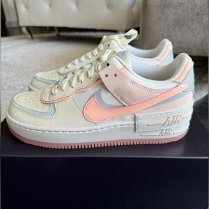 Nike Air Force 1 Shadow Size 9 Coconut Milk Light Silver Sail Crimson Tint New